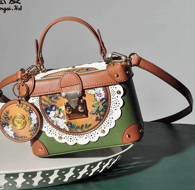 Bloom Printed Leather Box Bag — SweetRose original design (view 1)
